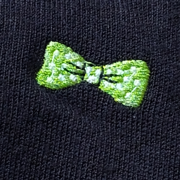 Etoile Women's Black Sweater with Embroidered Pastel Bows | V Neck | Sz Medium - Picture 5 of 7